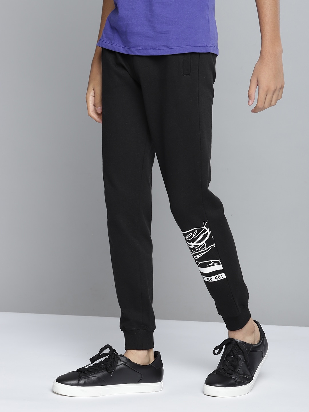 

YK Garfield Boys Black & White Dexter Print Detail Pure Cotton Joggers