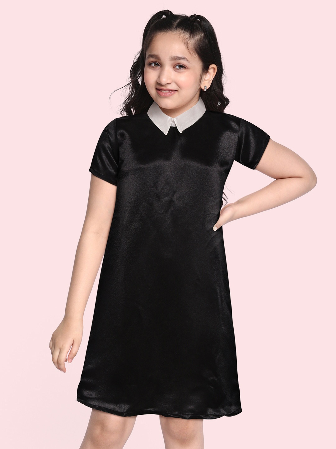 

YK Girls Black Solid A-Line Dress