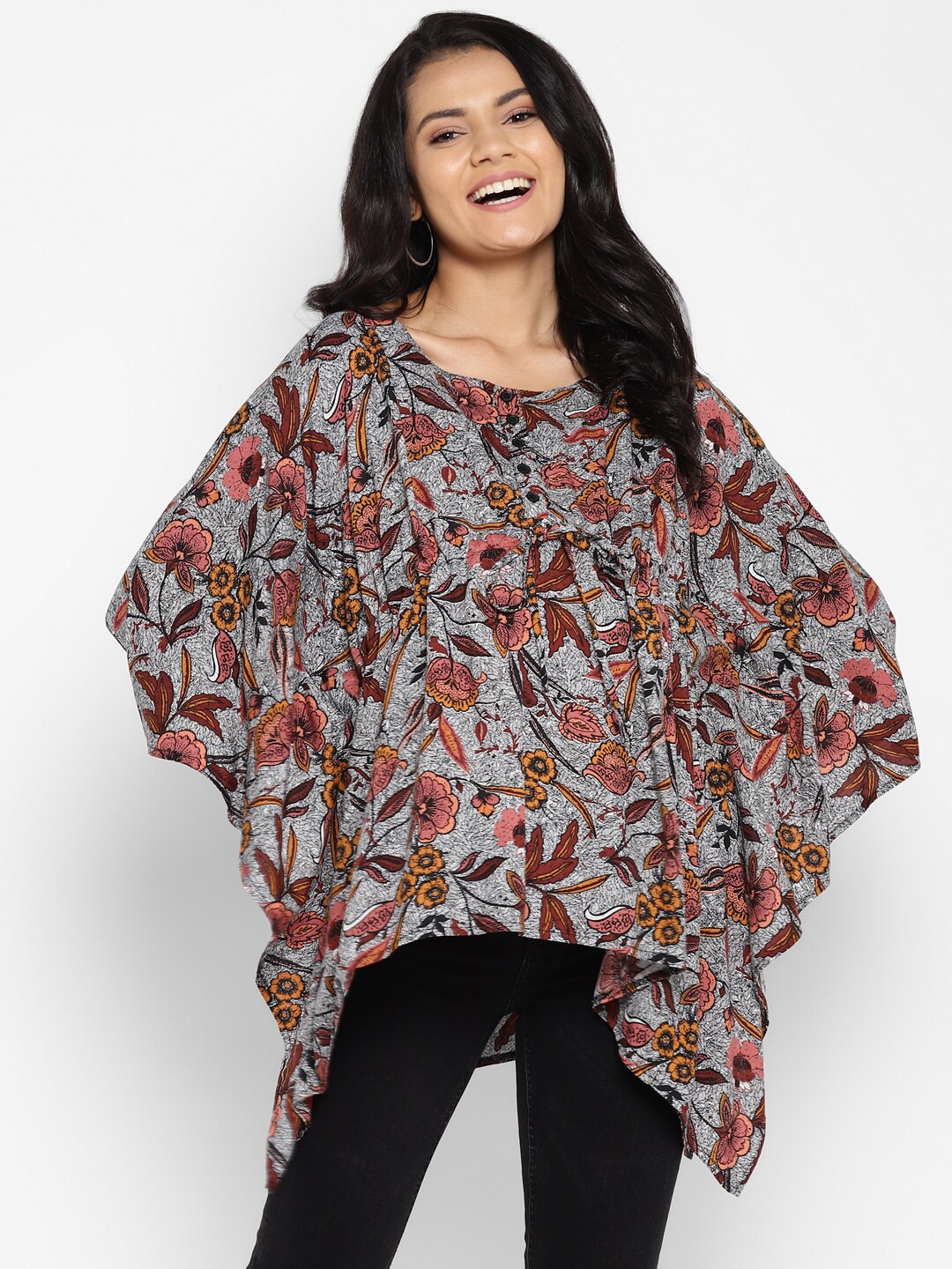 

Momsoon Maternity Grey & Brown Floral Kaftan Top