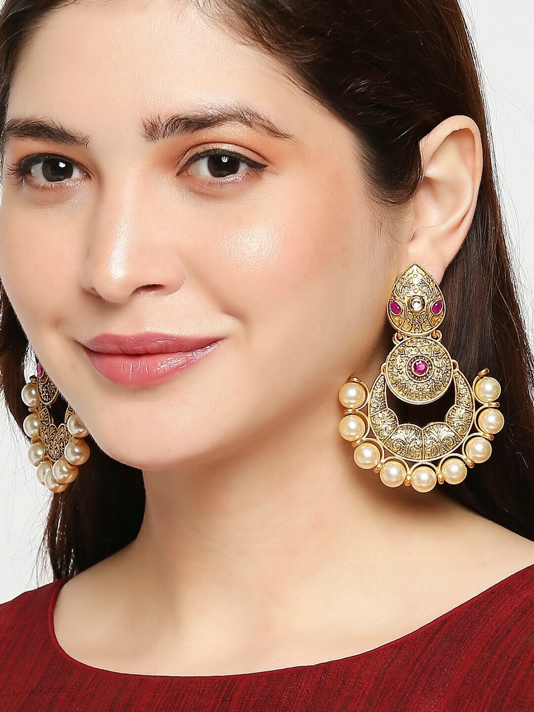 

OOMPH Gold-Toned Contemporary Chandbalis Earrings