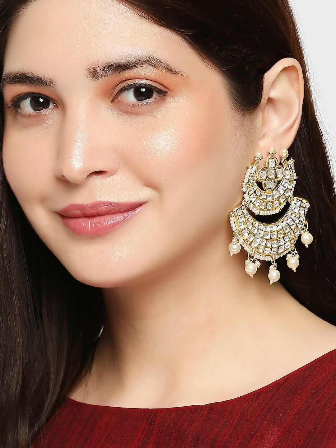 

OOMPH Gold-Toned Contemporary Chandbalis Earrings