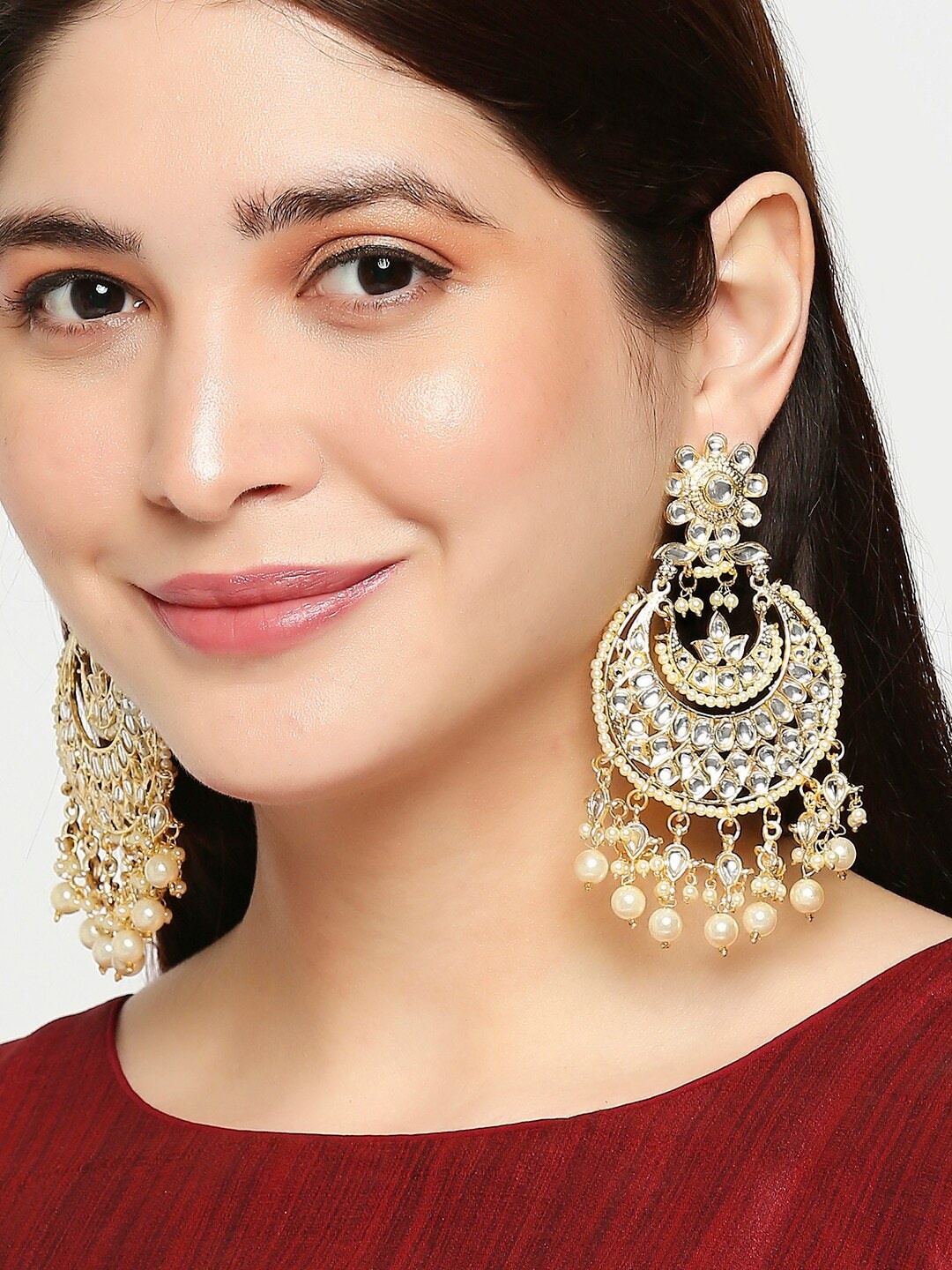 

OOMPH Gold-Toned Contemporary Chandbalis Earrings