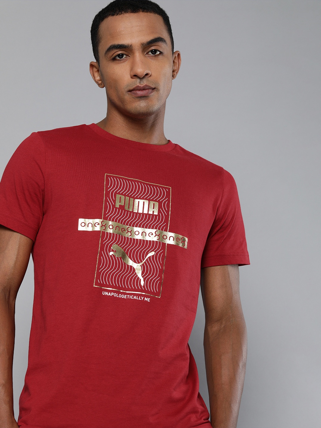 

one8 x PUMA Men Red VK Gold Foil Printed T-shirt