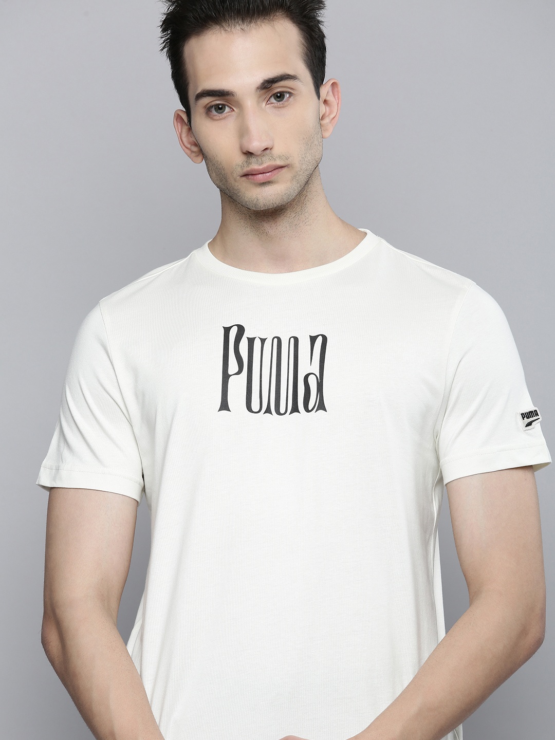 

Puma Men White Brand Logo Printed Downtown Pure Cotton Sustainable T-shirt