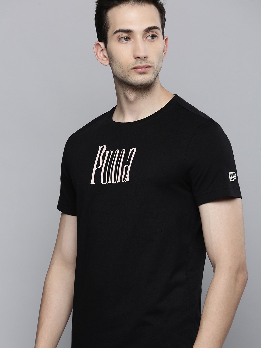 

Puma Men Black Typography Printed Downtown Graphic Pure Cotton T-shirt