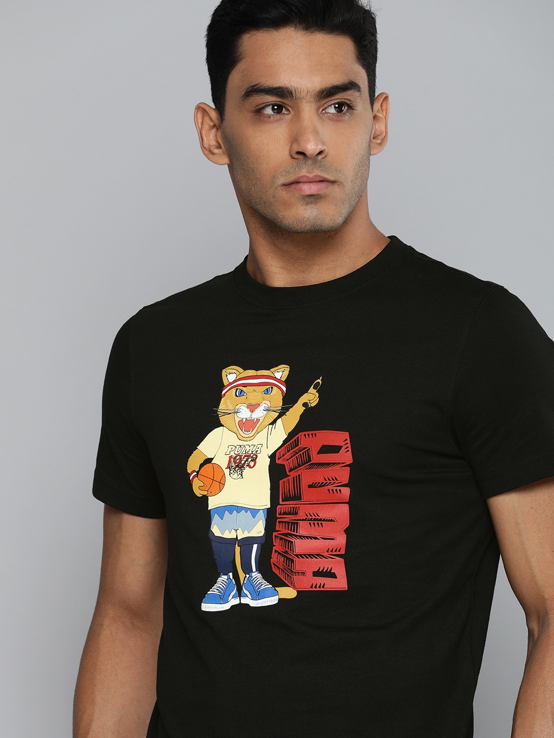 

PUMA Hoops Men Black Printed Dylan Slim Fit Pure Cotton T-shirt