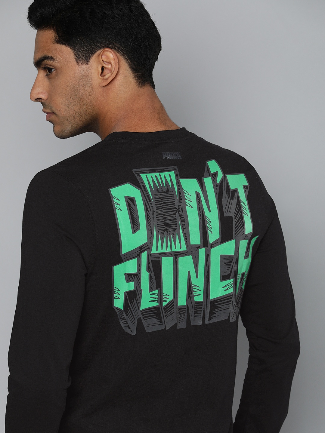 

PUMA Hoops Men Black Printed Slim Fit Dylan LS Pure Cotton T-shirt