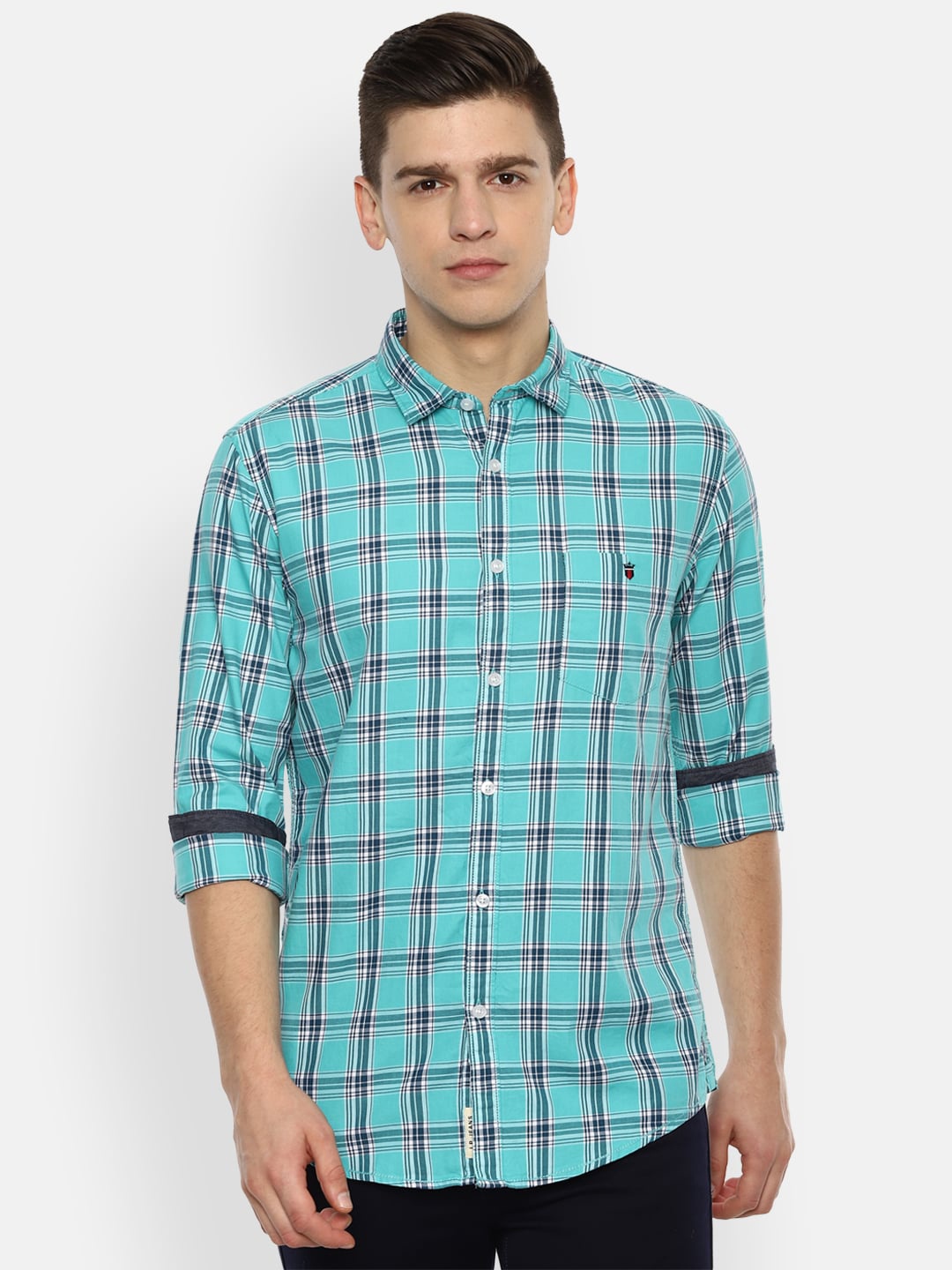 

Louis Philippe Jeans Men Blue Pure Cotton Slim Fit Opaque Checked Casual Shirt