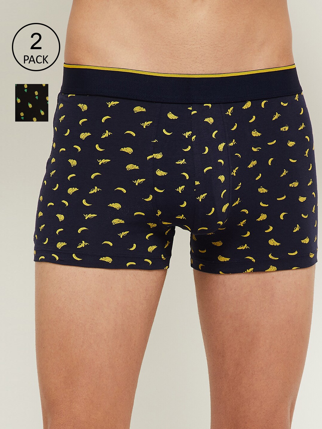 

max Pack Of 2 Men Navy Blue Printed Basic Briefs - NOOSNFTKNYNAVY