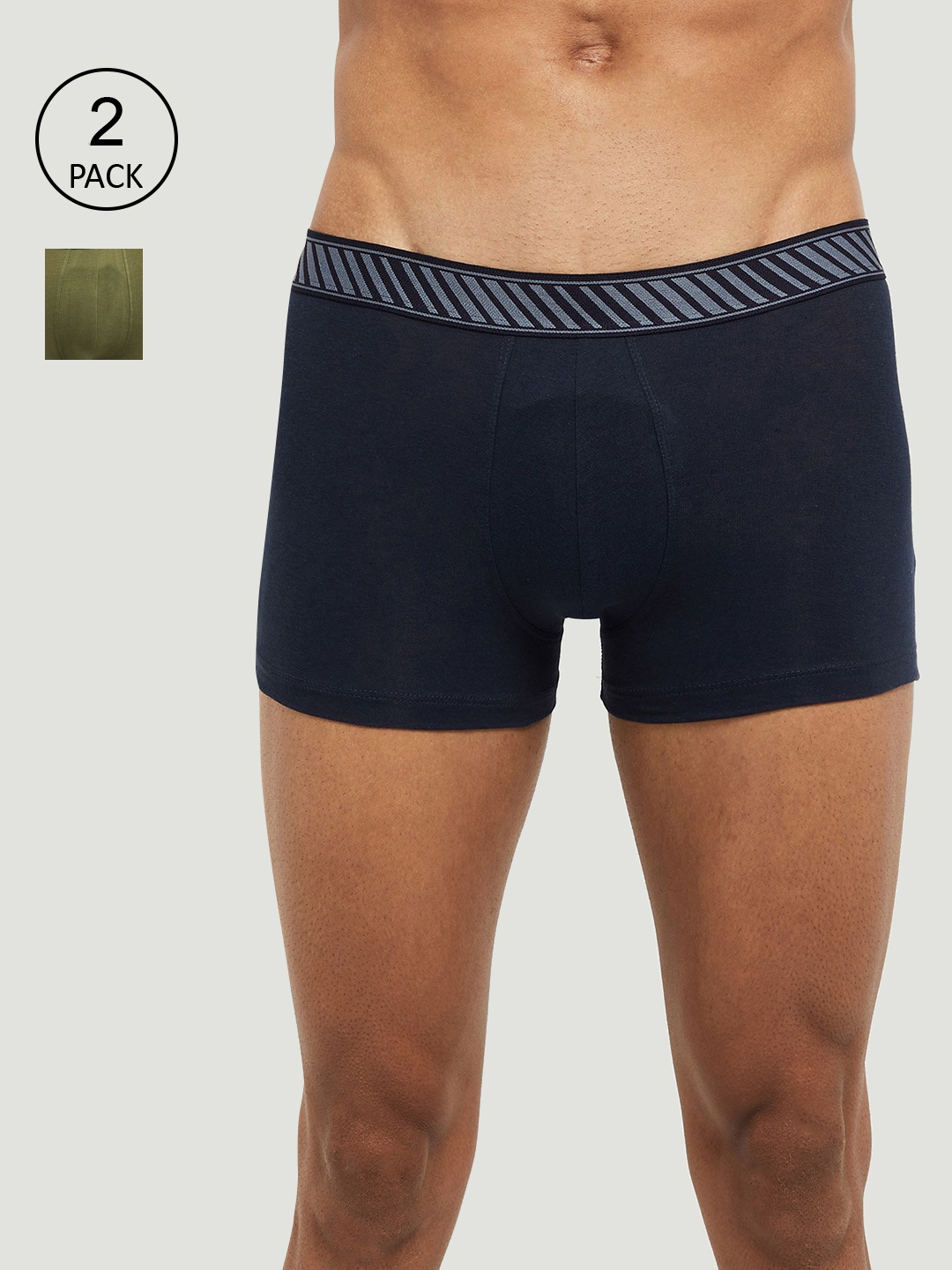 

max Men Pack Of 2 Blue & Green Solid Briefs