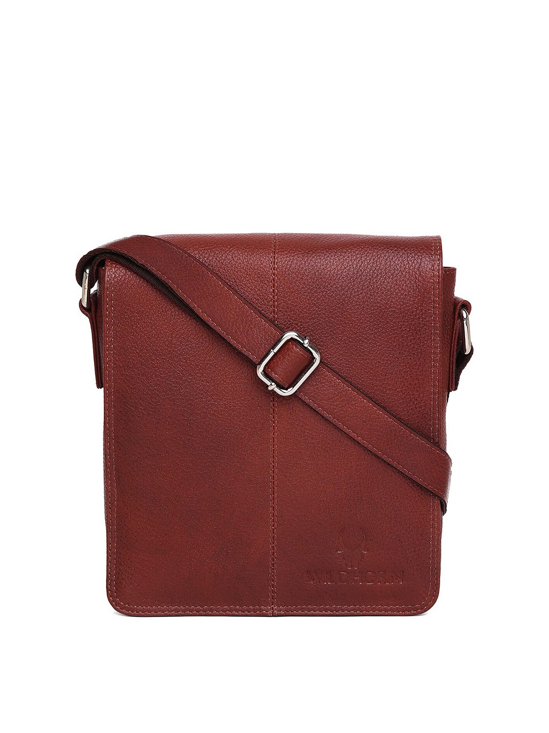 

WildHorn Men Maroon Textured Messenger Bag