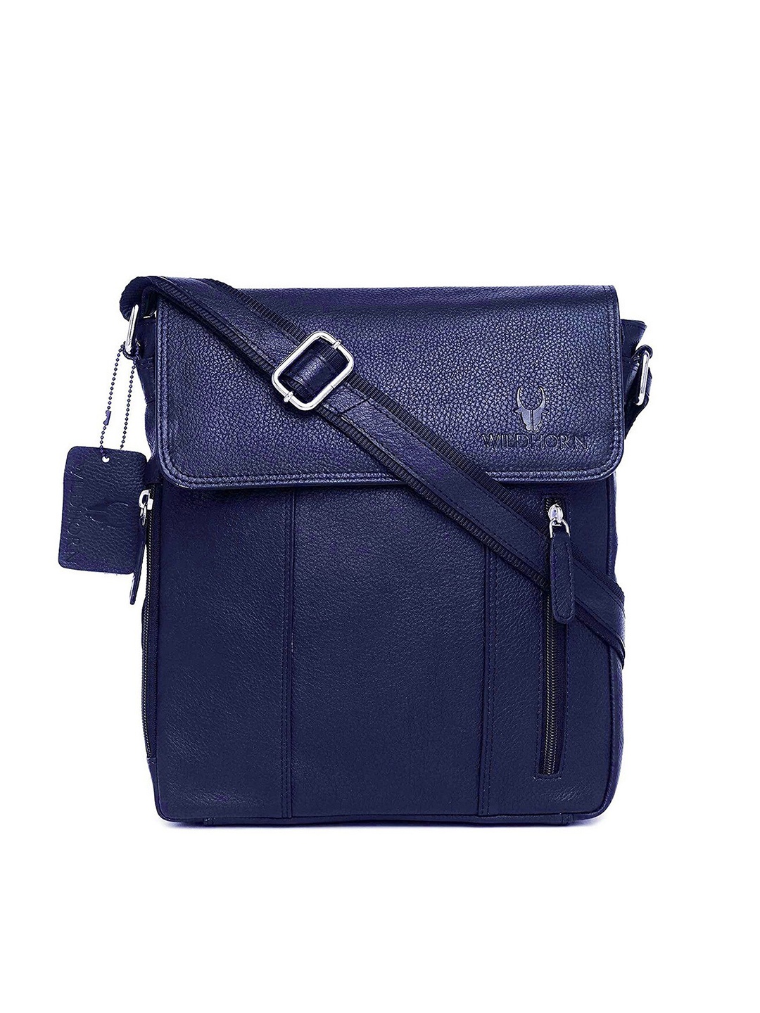 

WildHorn Men Blue Textured Messenger Bag