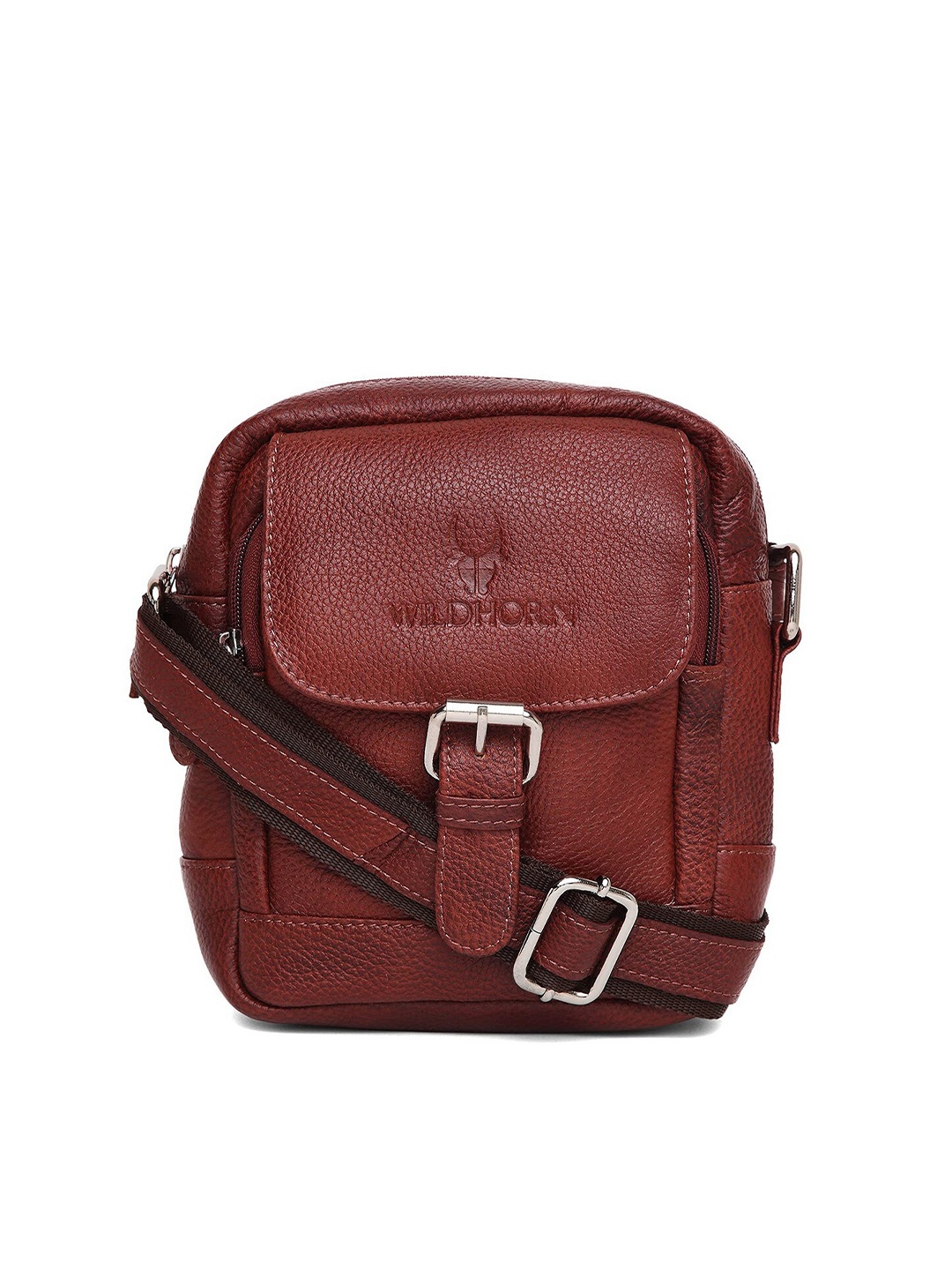 

WildHorn Men Maroon Textured Messenger Bag