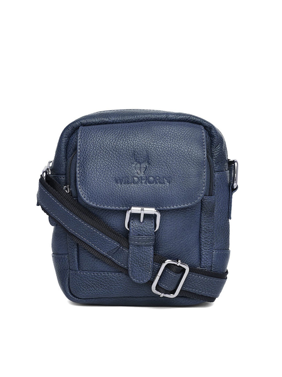 

WildHorn Men Blue Textured Messenger Bag