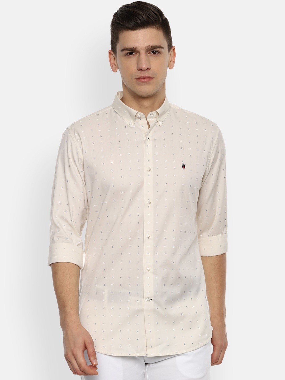 

Louis Philippe Sport Men Beige Slim Fit Opaque Printed Cotton Casual Shirt