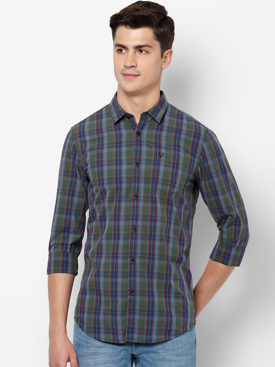 

Allen Solly Sport Men Grey & Green Tartan Checks Opaque Cotton Casual Shirt