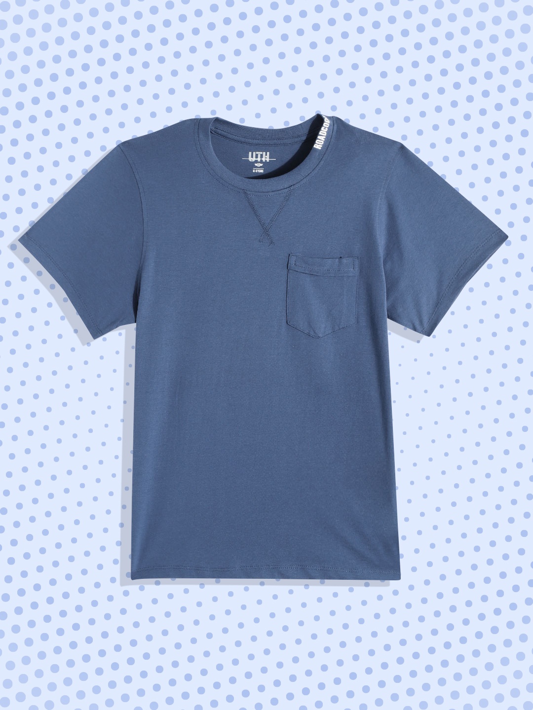 

UTH by Roadster Teen Boys Teal Blue Solid Cotton T-shirt