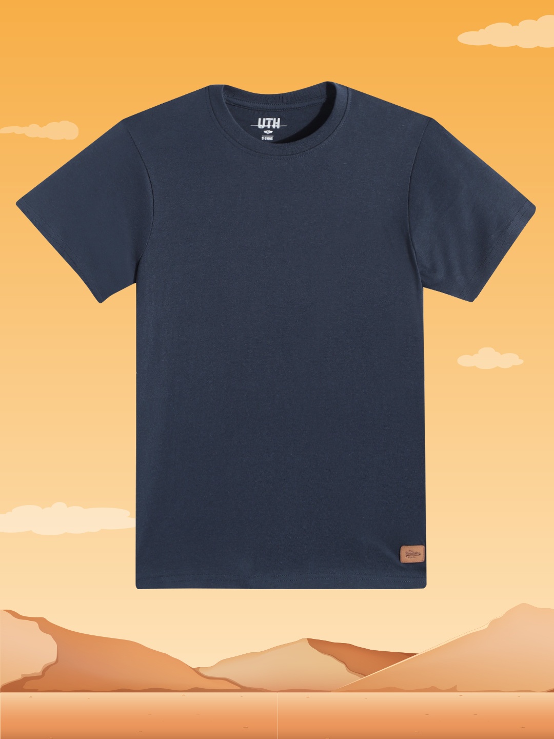 

UTH by Roadster Teen Boys Navy Blue Solid Cotton T-shirt