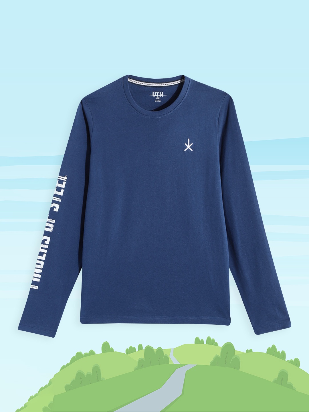 

UTH by Roadster Boys Navy Blue Pure Cotton T-shirt