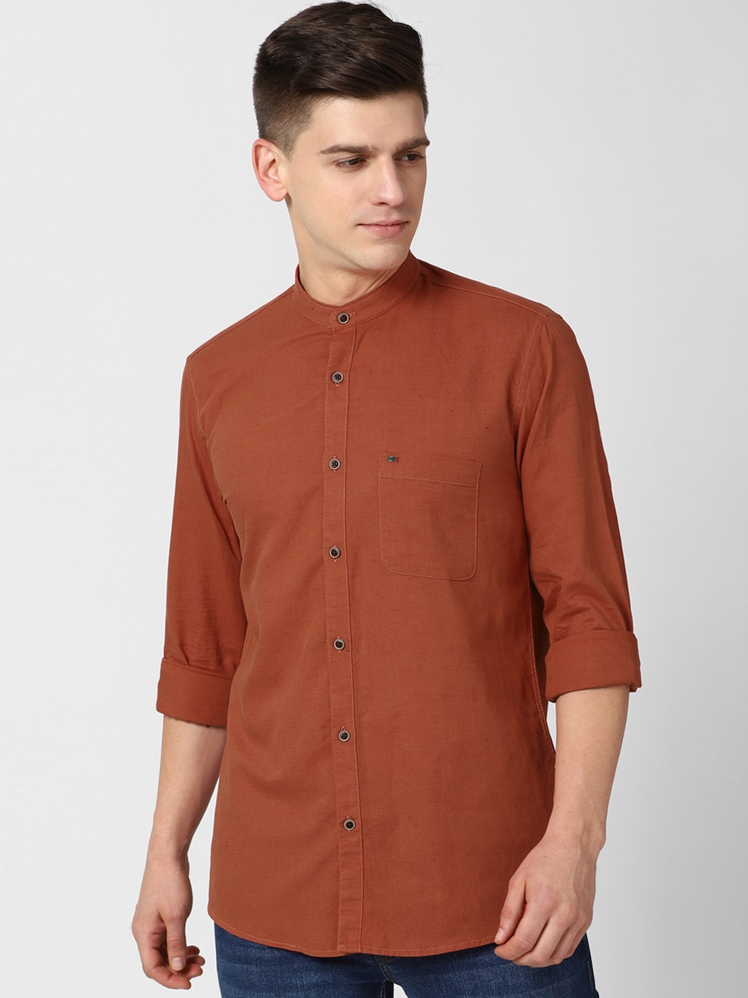 

Peter England Casuals Men Rust Slim Fit Casual Shirt