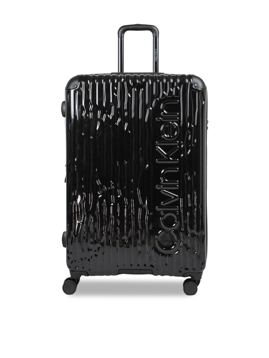 

Calvin Klein Black Textured Hard-Sided Large Trolley Suitcase