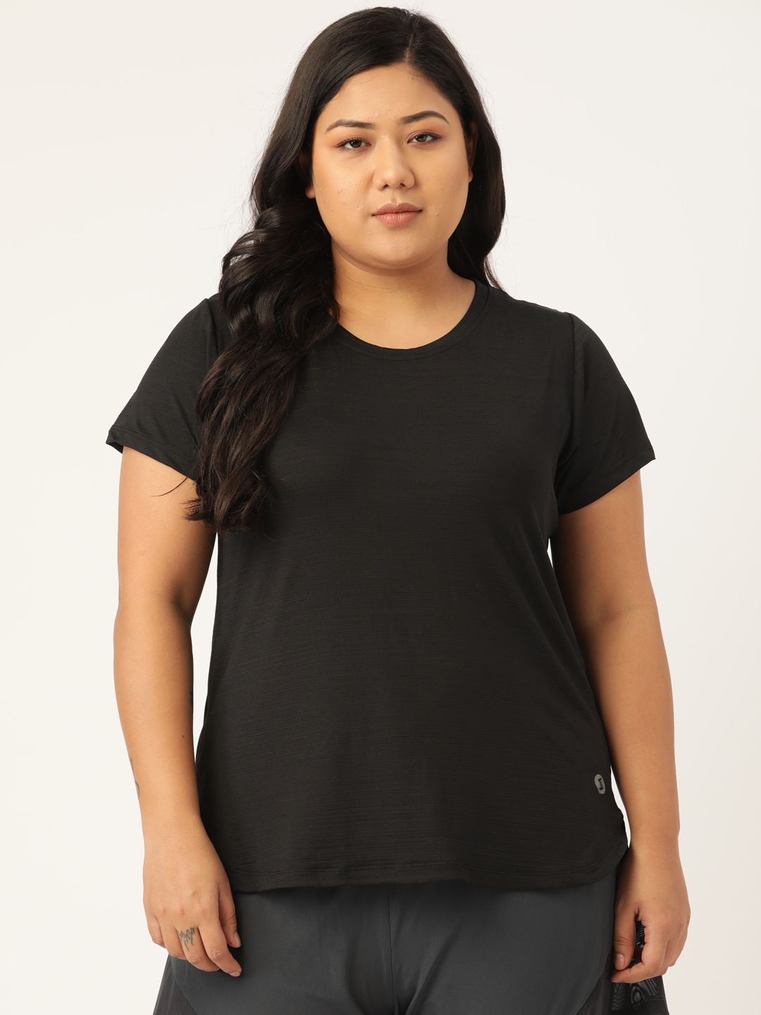 

SPIRIT ANIMAL Women Plus Size Black Solid T-shirt