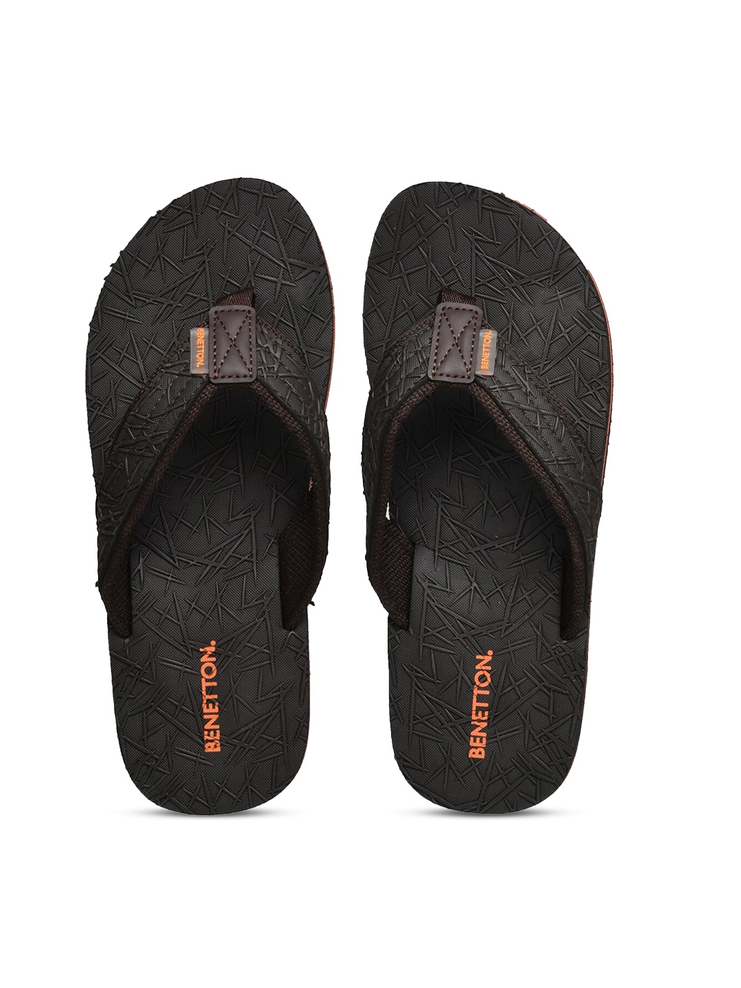 

United Colors of Benetton Men Brown & Orange Rubber Thong Flip-Flops