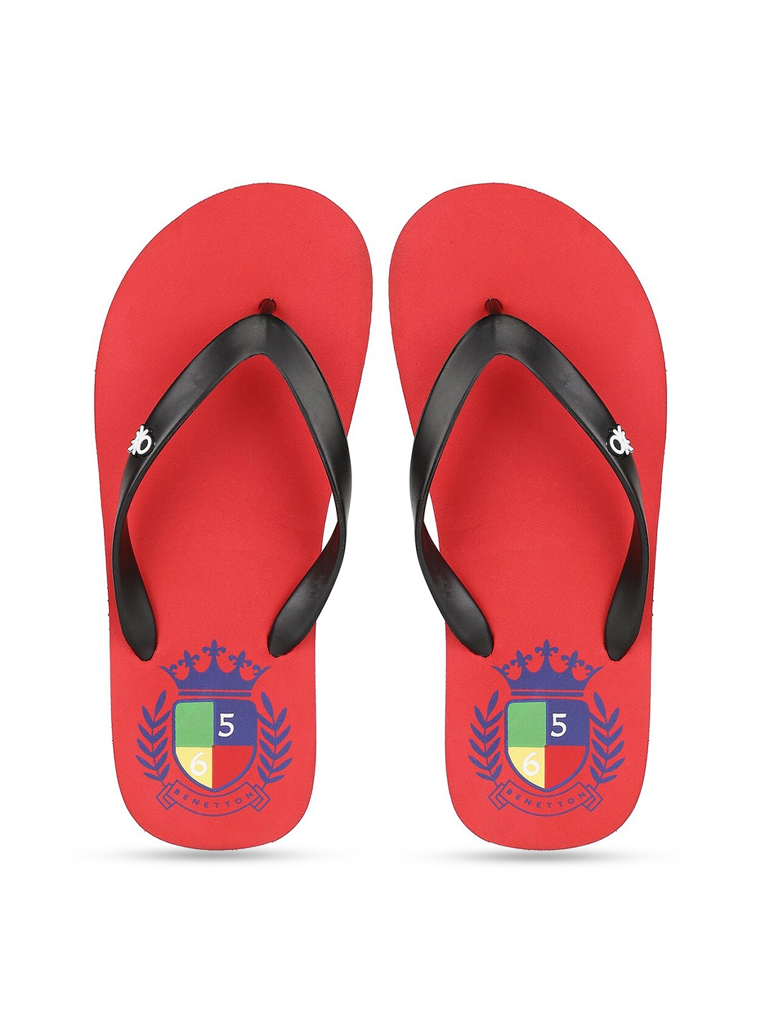 

United Colors of Benetton Men Red & Black Printed Rubber Thong Flip-Flops