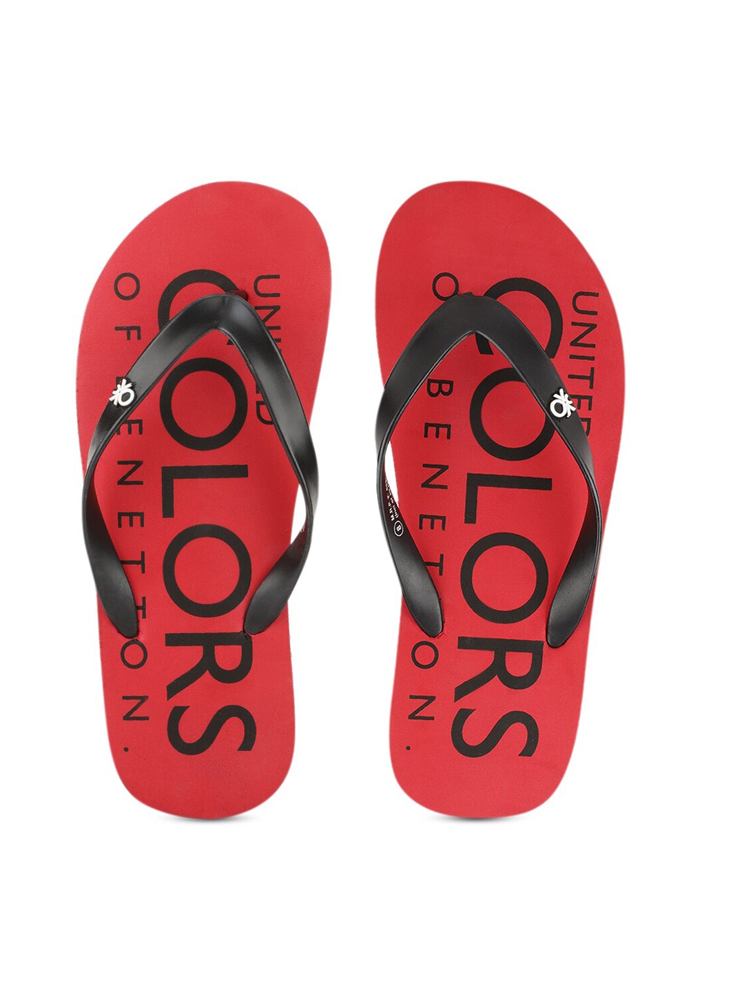 

United Colors of Benetton Men Black & Red Printed Rubber Thong Flip-Flops