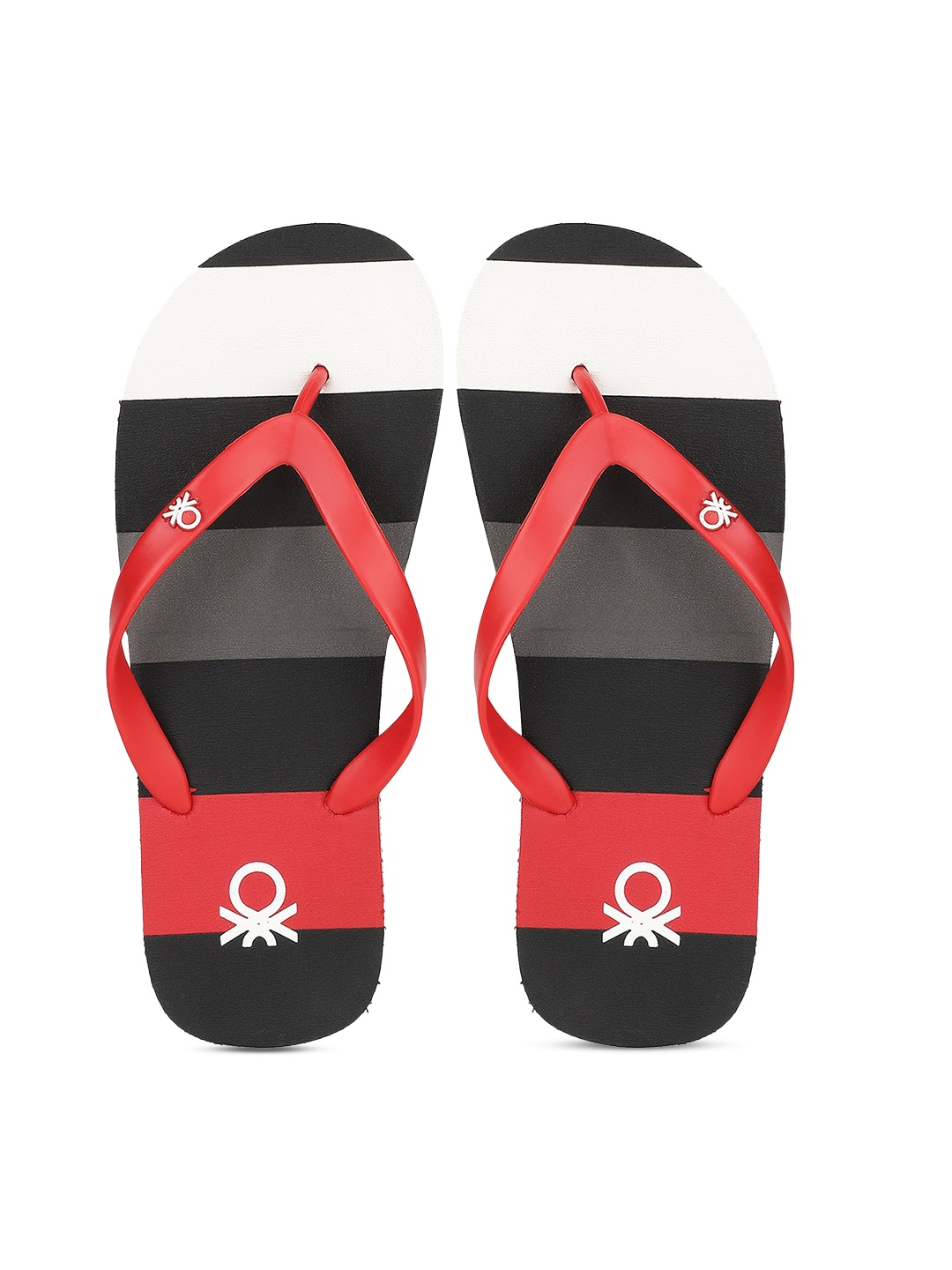 

United Colors of Benetton Men Red & Black Striped Rubber Thong Flip-Flops