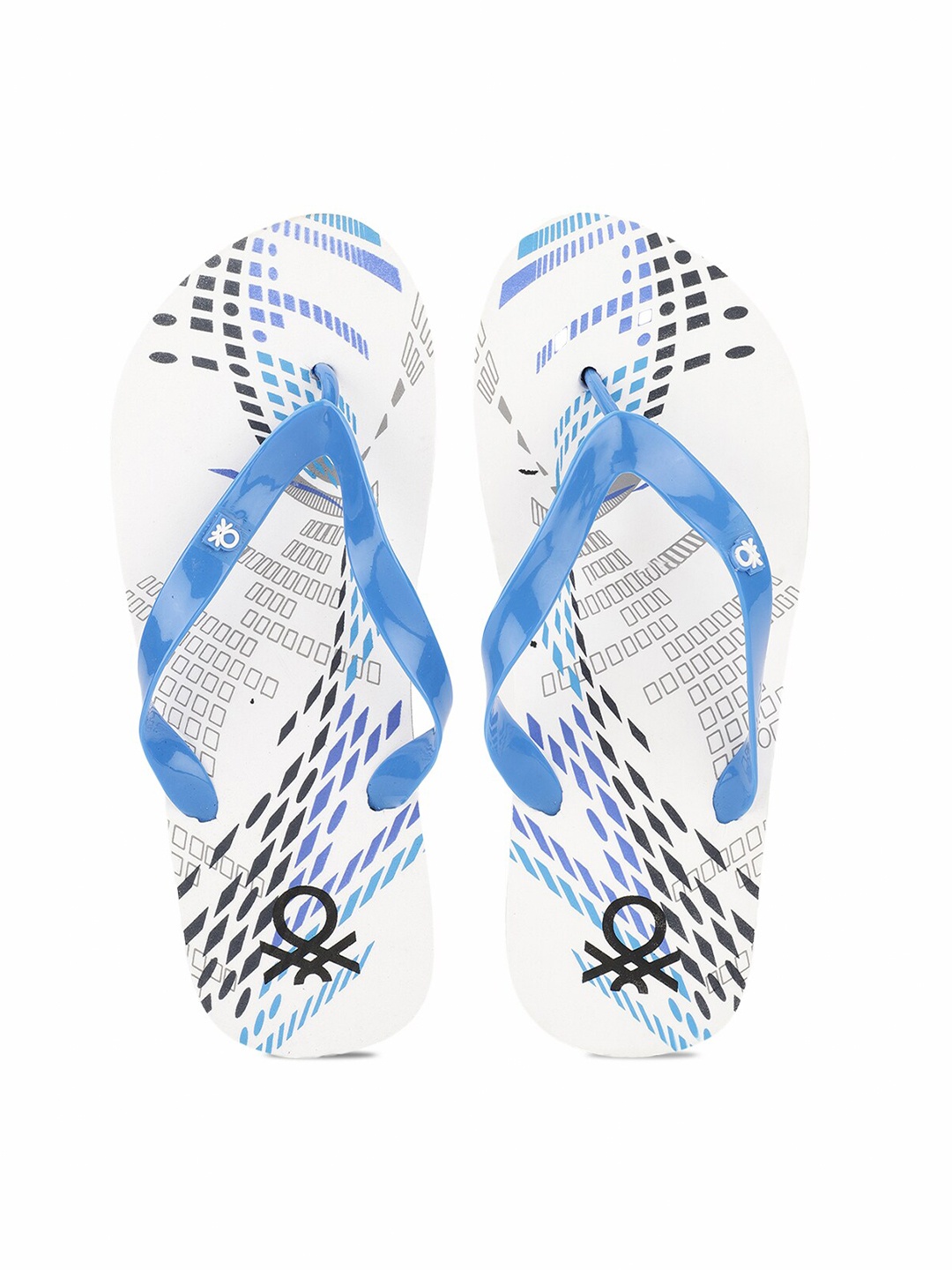 

United Colors of Benetton Men Blue & White Printed Thong Flip Flops