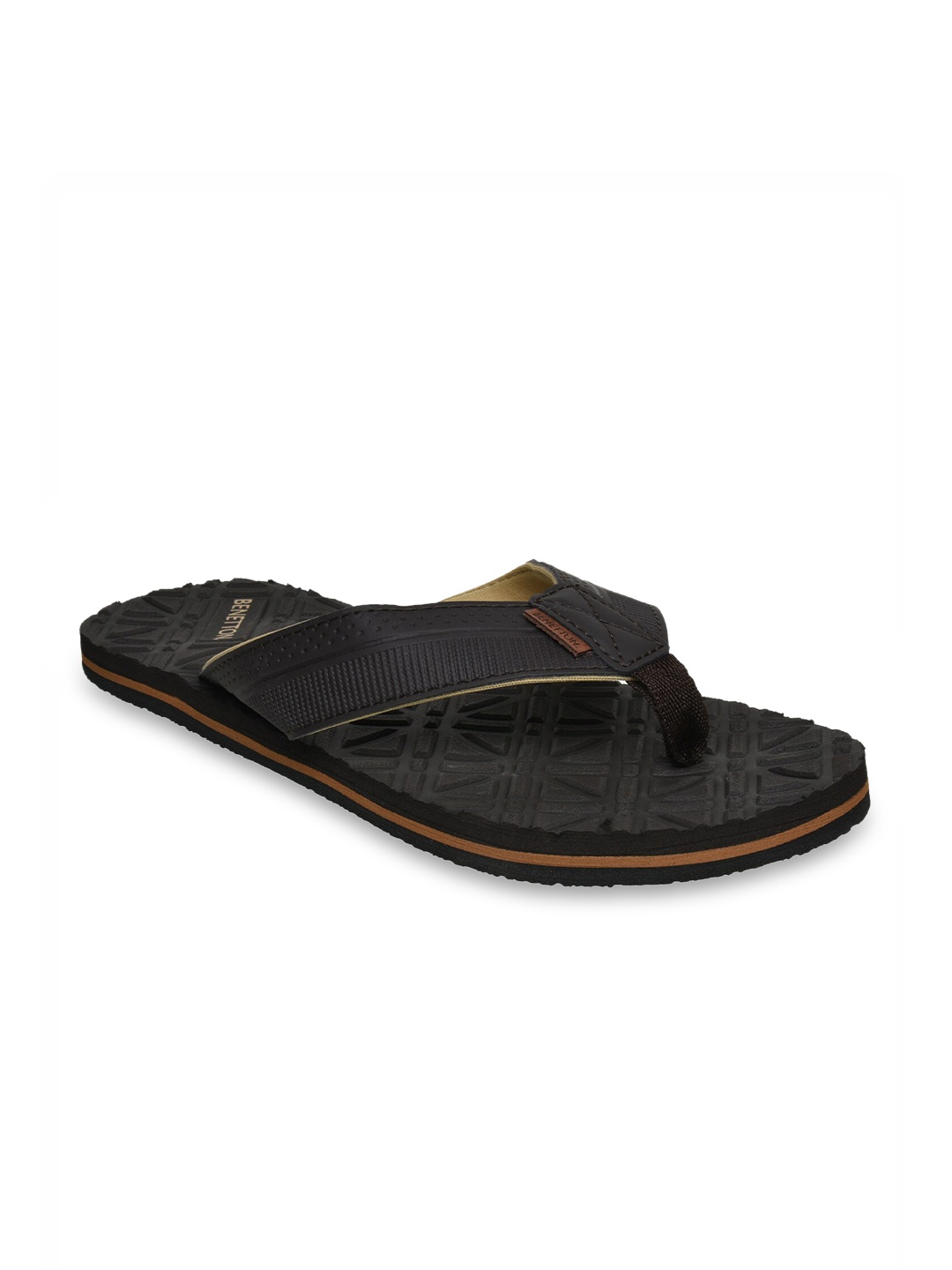 

United Colors of Benetton Men Black Textured Flip Flops