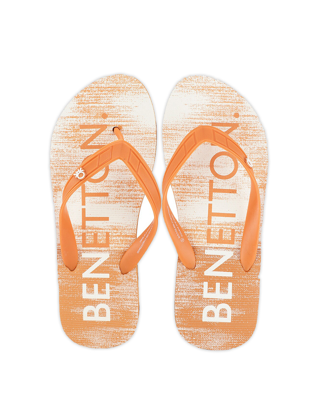 

United Colors of Benetton Men Orange & White Printed Rubber Thong Flip-Flops