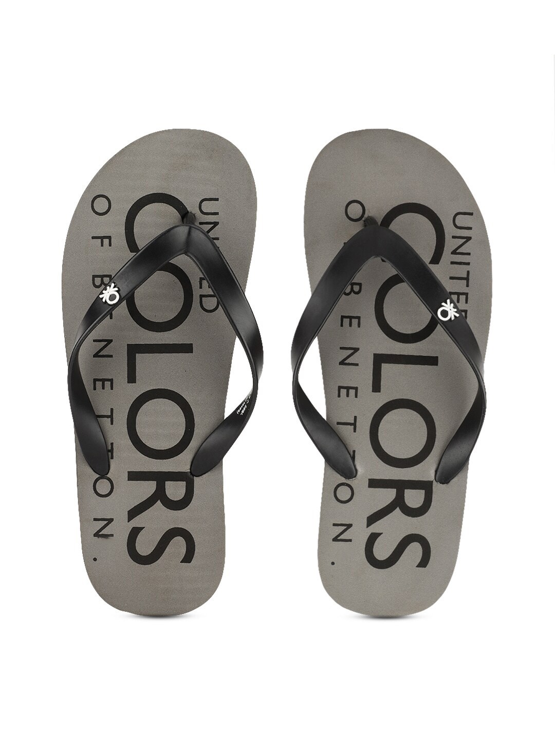 

United Colors of Benetton Men Black & Grey Printed Rubber Thong Flip-Flops