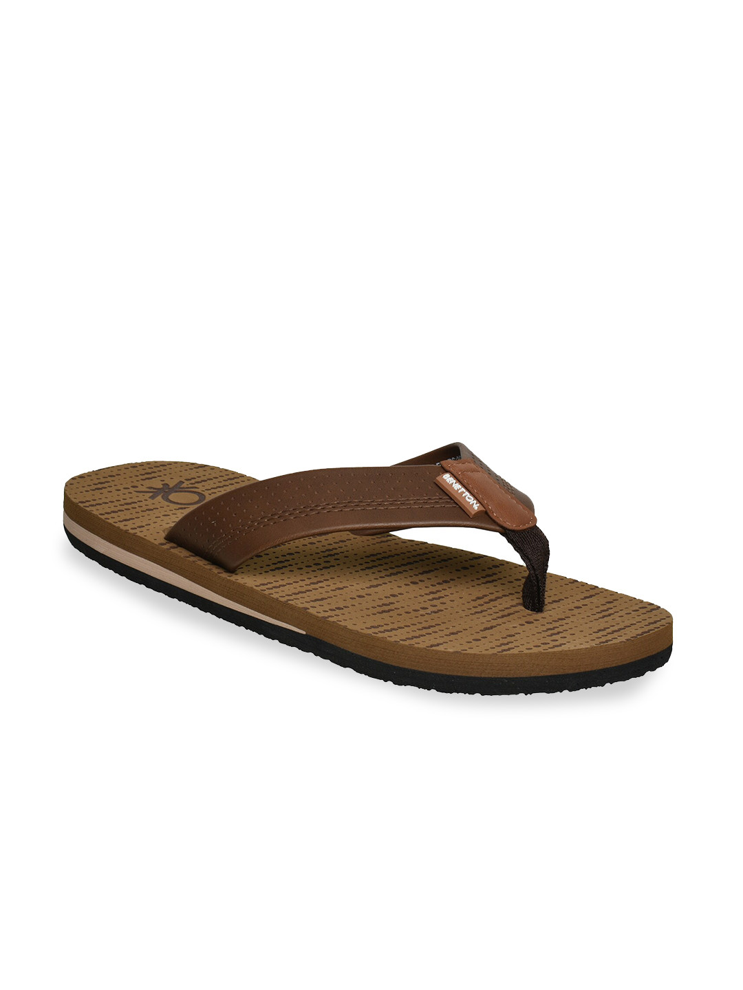 

United Colors of Benetton Men Tan Printed Thong Flip Flops