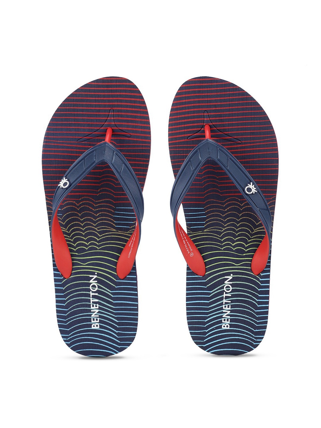

United Colors of Benetton Men Navy Blue & Red Printed Rubber Thong Flip-Flops