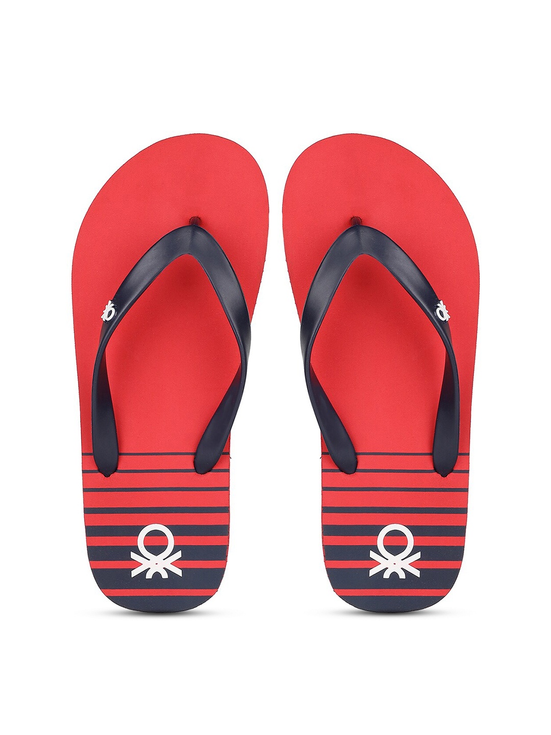 

United Colors of Benetton Men Red Striped Flip Flops