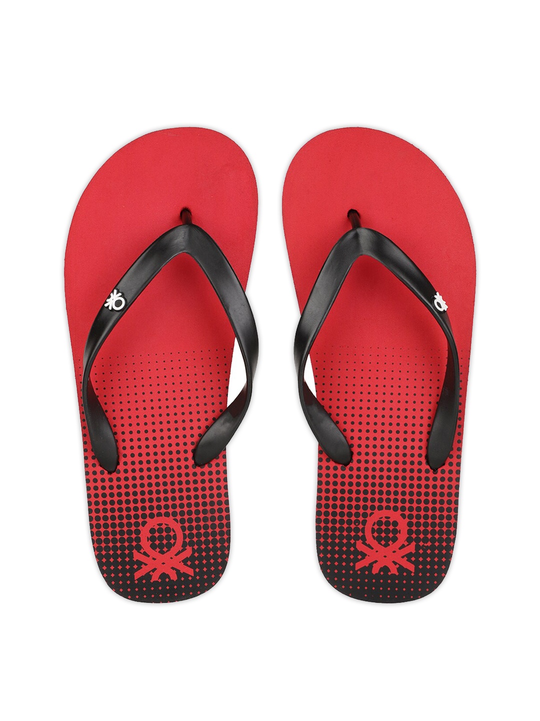 

United Colors of Benetton Men Black & Red Printed Rubber Thong Flip-Flops