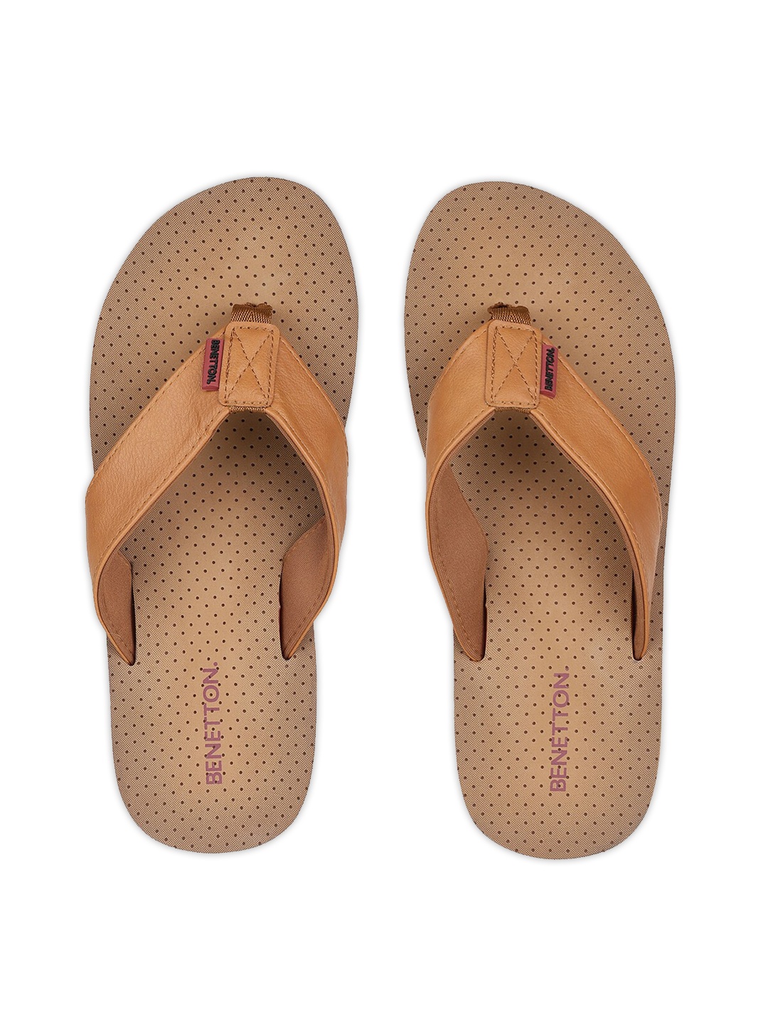 

United Colors of Benetton Men Tan Embellished Flip Flops