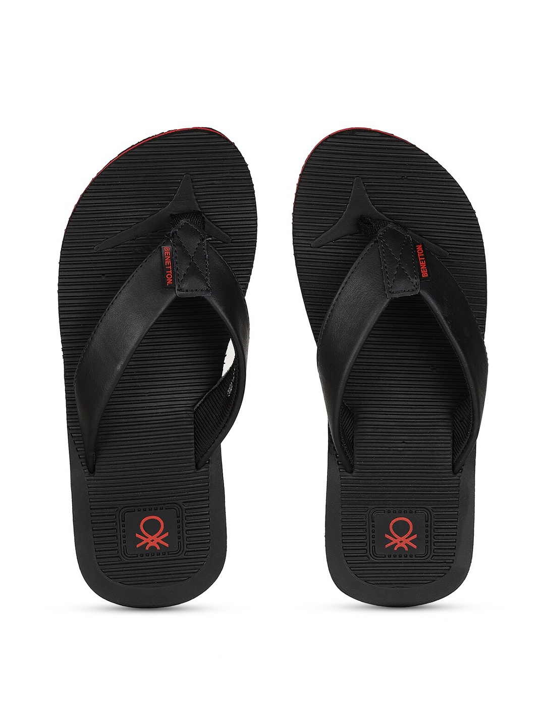 

United Colors of Benetton Men Black Rubber Thong Flip-Flops