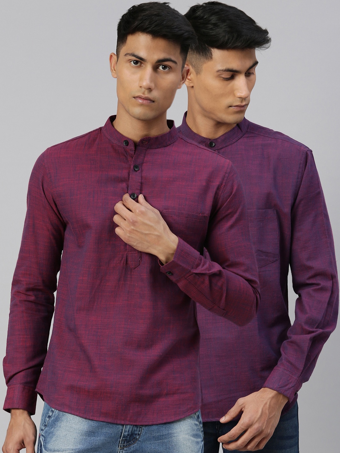 

Kryptic Men Pack of 2 Kurtas, Burgundy