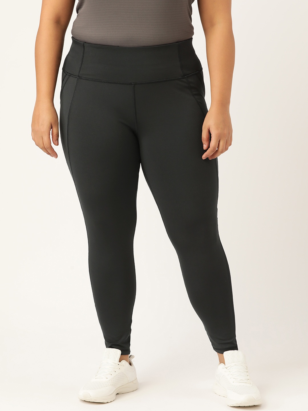 

SPIRIT ANIMAL Women Plus Size Charcoal Grey Solid Legging
