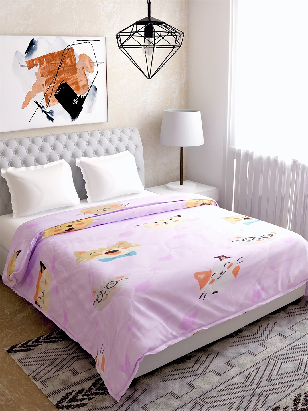 

Salona Bichona Lavender & Yellow Cartoon Characters Mild Winter 120 GSM Double Bed Comforter