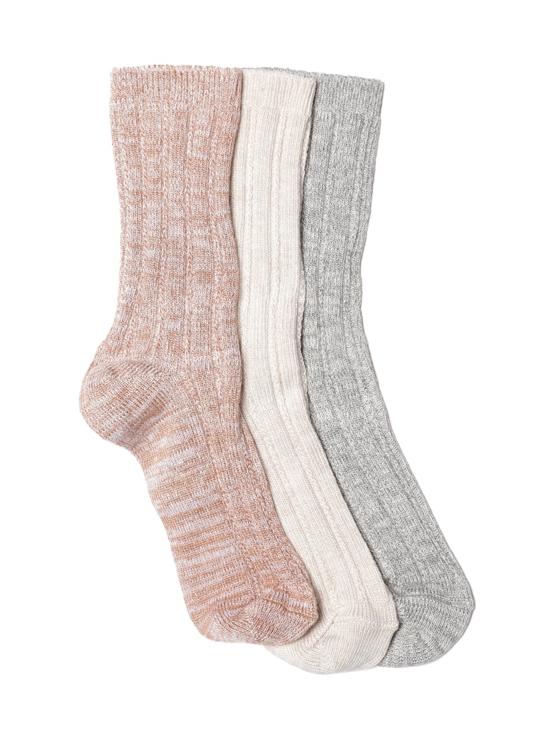 

Marks & Spencer Women Pack of 3 Patterned Extra Warmth Thermal Above Ankle Length Socks, Beige