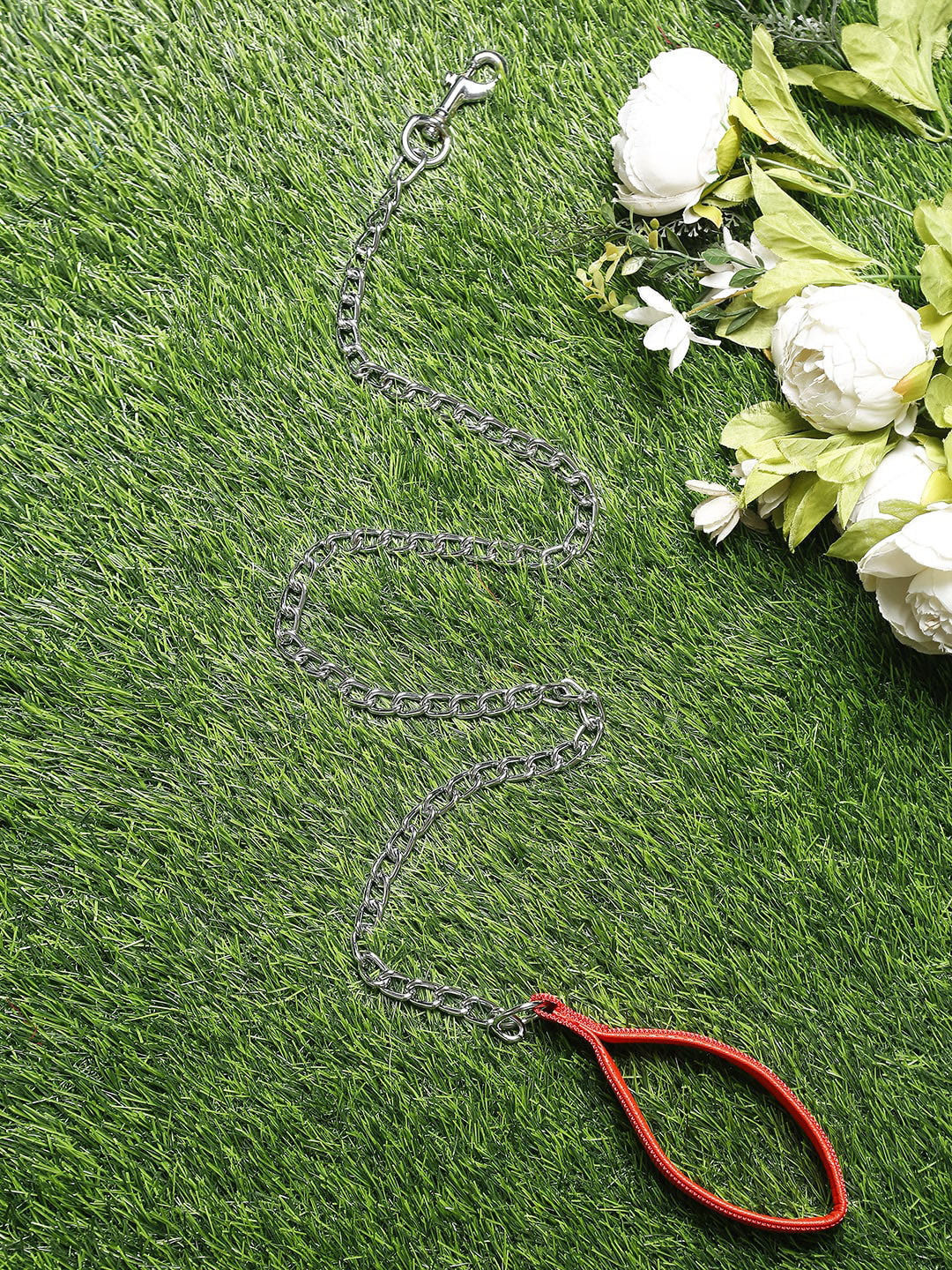 

WIGGLE TWIDDLE Unisex Red & Silver-Toned Solid Dog Leash