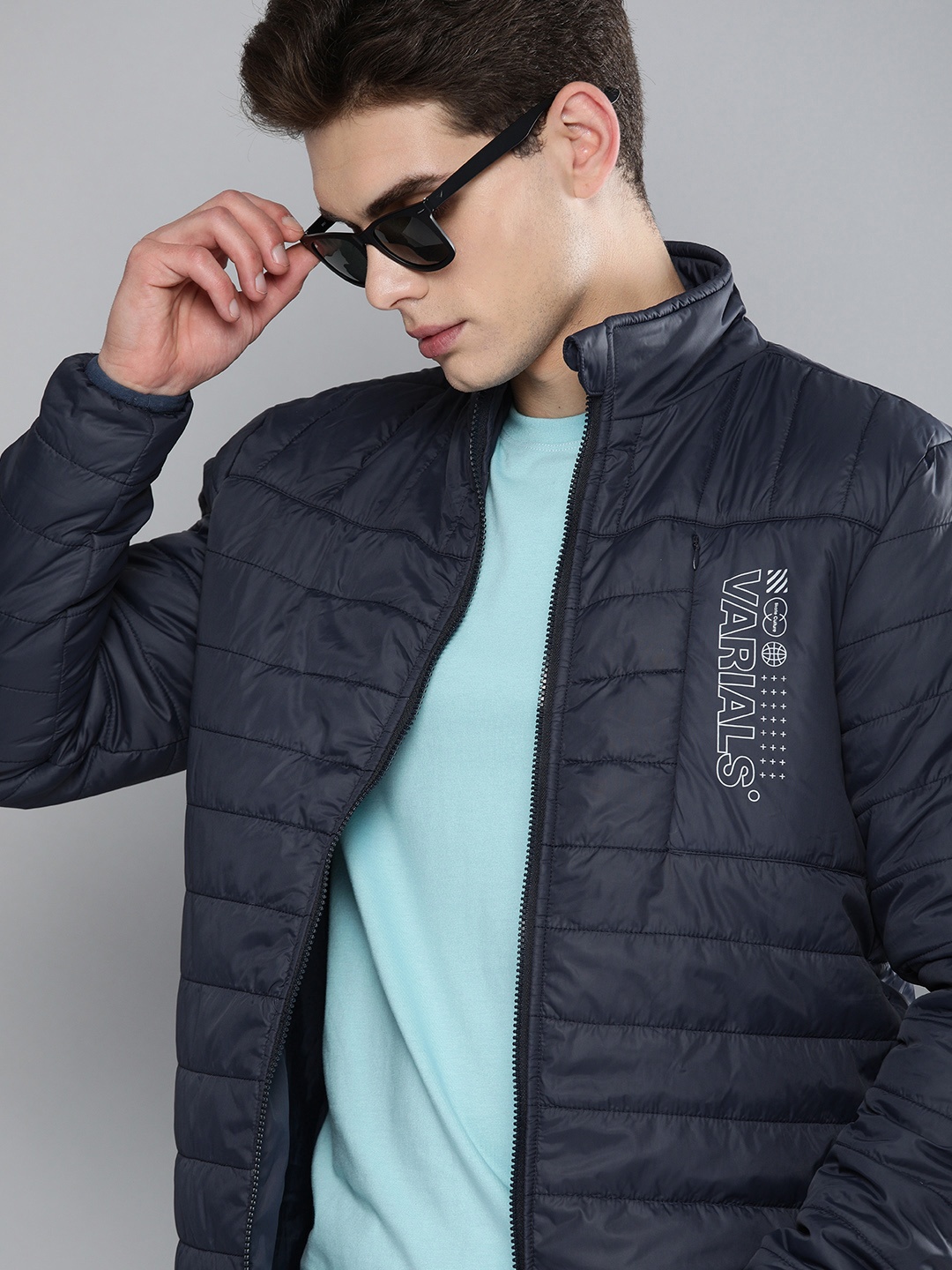 

The Indian Garage Co Men Zip-Jacket Slim Fit Puffer Jacket, Blue