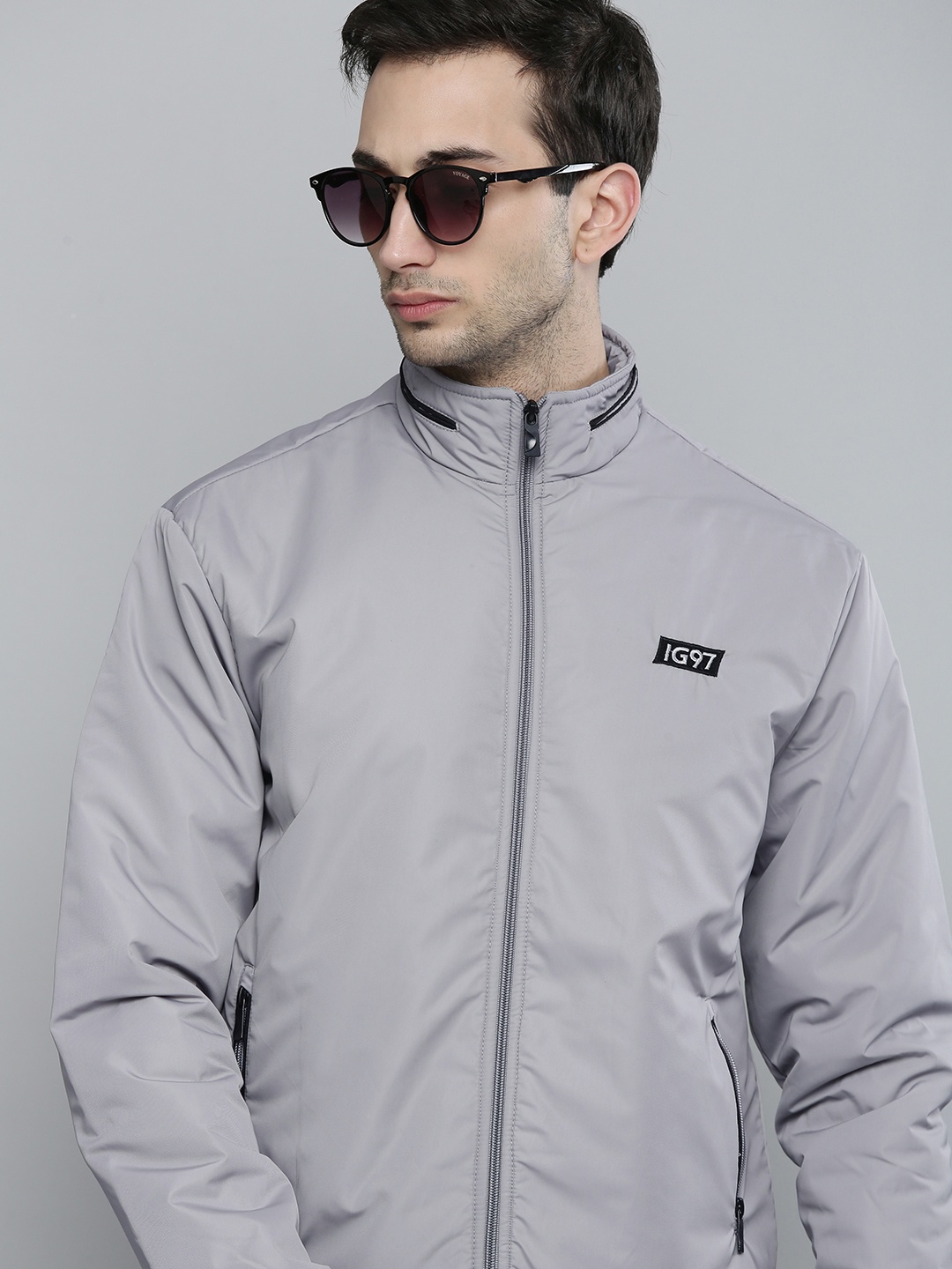 

The Indian Garage Co Men Grey Bomber Jacket