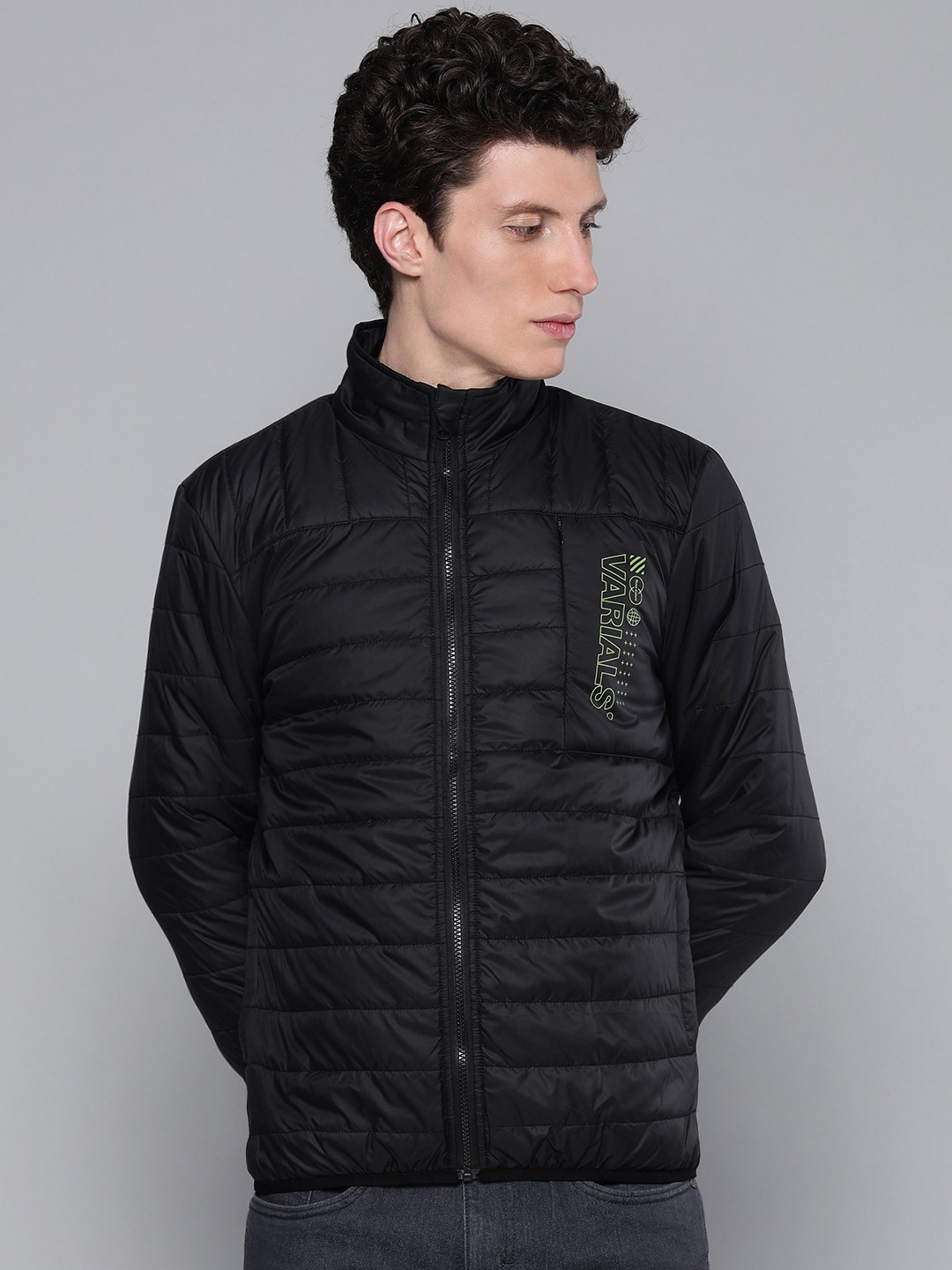 

The Indian Garage Co Men Zip-Jacket Slim Fit Puffer Jacket, Black