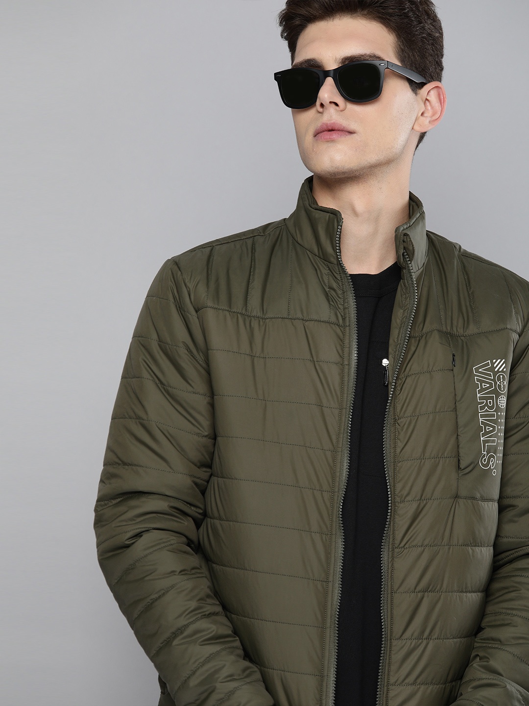 

The Indian Garage Co Men Zip-Jacket Slim Fit Puffer Jacket, Olive