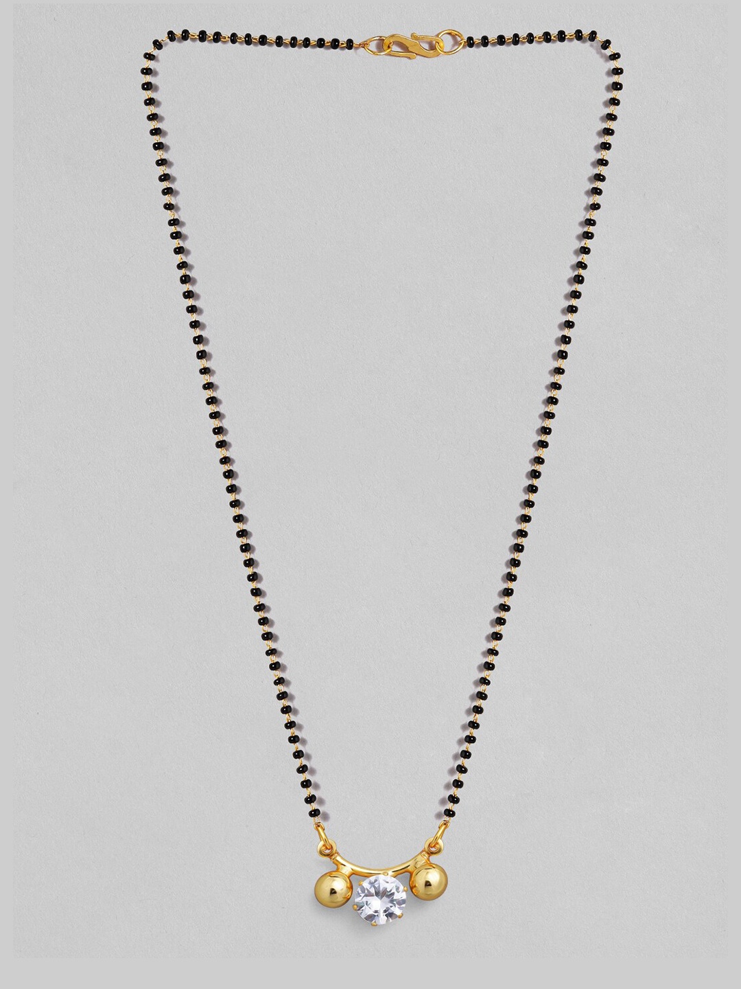 

Rubans Women Black Gold-Plated Artificial Stone & Beads Handcrafted Mangalsutra Necklace